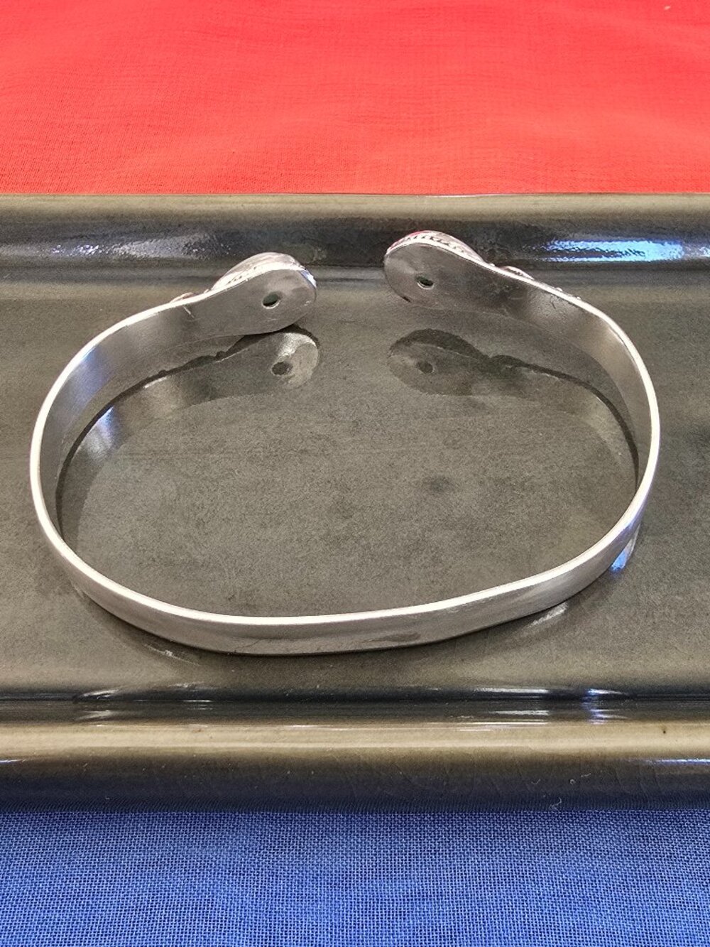 925 Sterling Silver Amazonite Cuff Bangle Bracelet | Boho Artisan - Picture 11 of 13